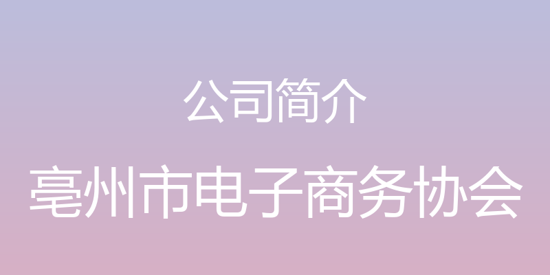 公司简介 - 亳州市电子商务协会