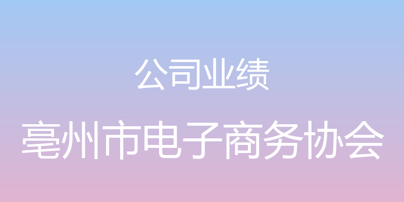 公司业绩 - 亳州市电子商务协会